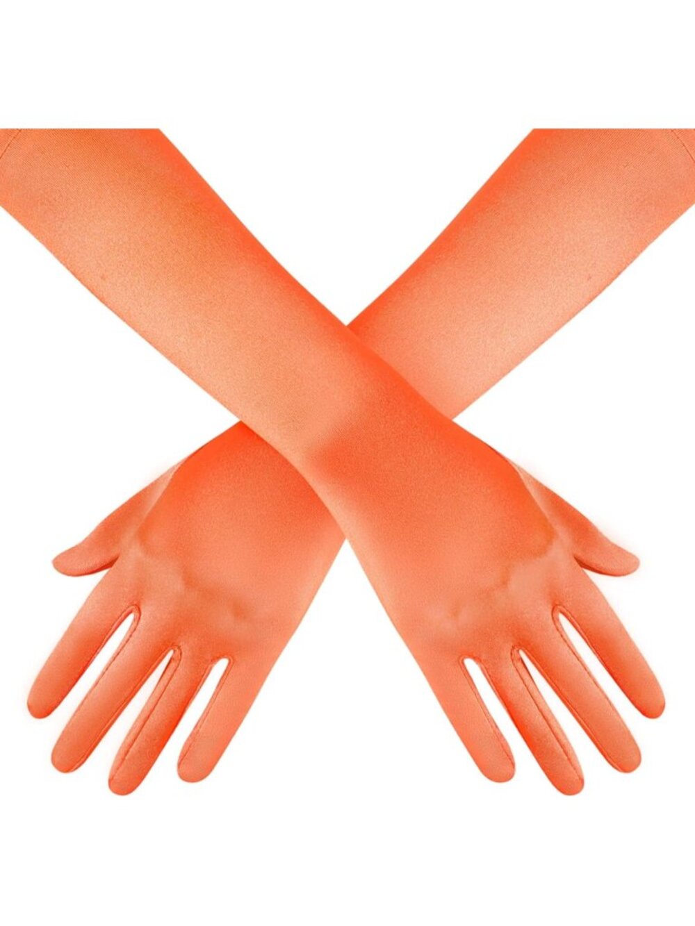 Women's Orange Bridal Shower 1920s Flapper Stretchy Long Satin Opera Gloves